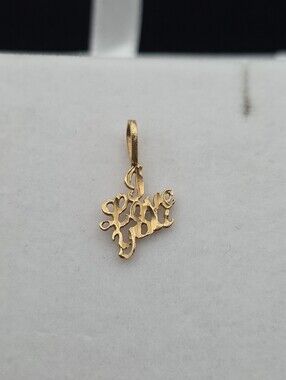 Vintage Fine Jewelry 14k Gold Y2K I LOVE YOU Charm Pendant Dainty Minimalist